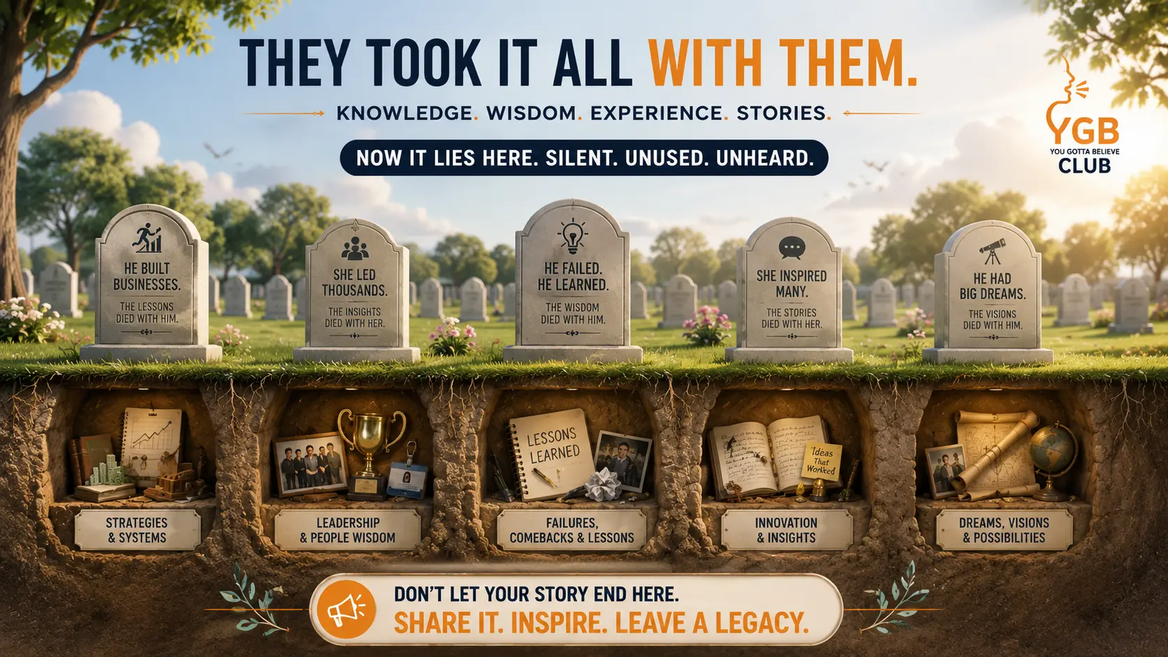 They took it all with them: knowledge, wisdom, experience and stories, buried and never shared. Don't let your story end here.